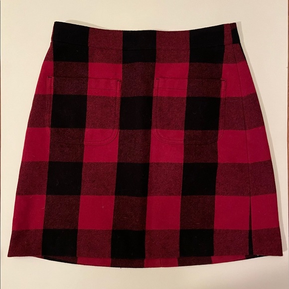 Red & Black Plaid Mini Pencil Skirt